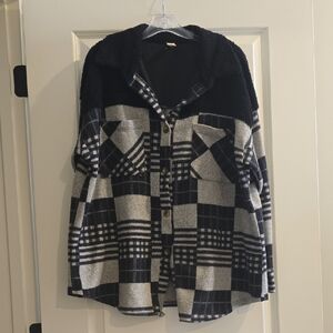 7th Ray Black and Gray Plaid Cardigan